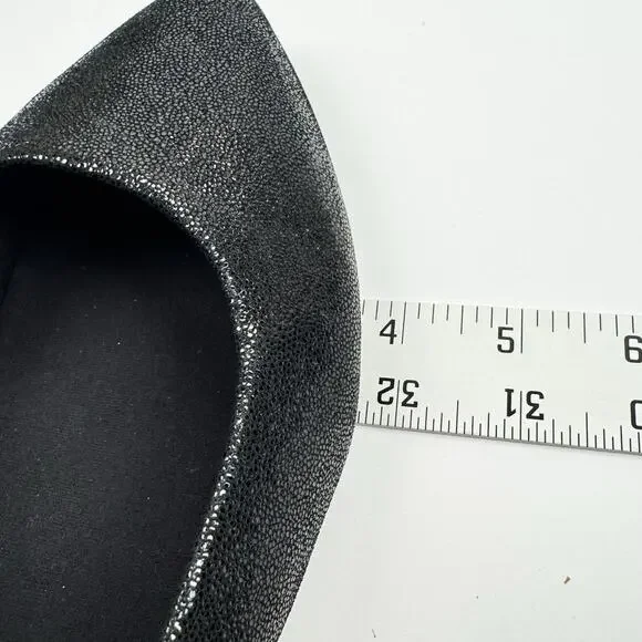 easyspirit e360 Glossy‎ Leather Stretch Pointed Toe Zip Wedge Low Heel 8.5 Wide - Picture 12 of 13